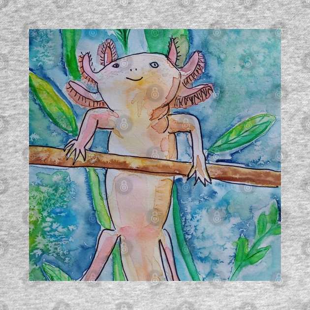 Watercolor axolotl by Ivy Moon Creations